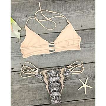 CUPSHE Women's Push Up Halter Bikini Set