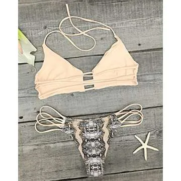 CUPSHE Women's Push Up Halter Bikini Set