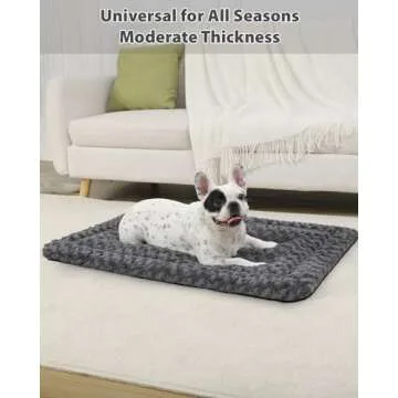 Washable Dog Bed Mat Reversible Dog Crate Pad Soft Fluffy Pet Kennel Beds Dog Sleeping Mattress for Large Jumbo Medium Small Dogs, 35 x 22 Inch, Gray