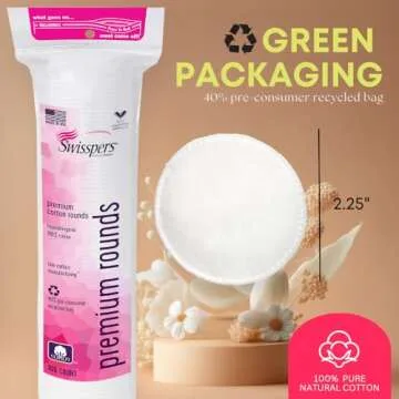 Swisspers Cotton Rounds - Hypoallergenic & Lint Free - 100 Count