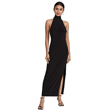 Norma Kamali Women's Halter Turtleneck Side Slit Dress – Ideal for Every Occasion