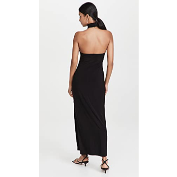 Stylish Norma Kamali Halter Turtleneck Side Slit Dress