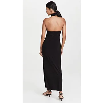 Stylish Norma Kamali Halter Turtleneck Side Slit Dress