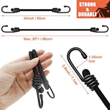 24" Heavy Duty Bungee Cords, 4 Pack for Outdoor Use