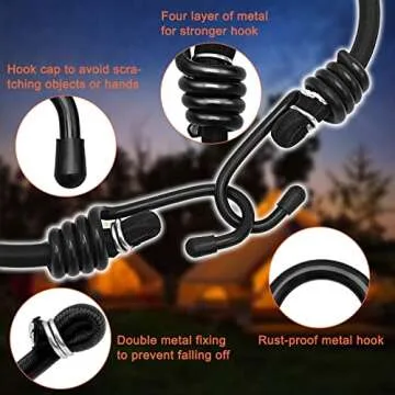 24" Heavy Duty Bungee Cords, 4 Pack for Outdoor Use