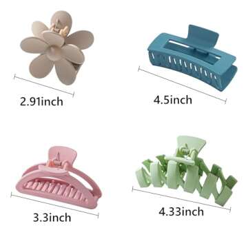8PCS Hair Clips for Women, Flower Claw Clips for Thick Hair, Non-Slip Hair Accessories with Multi-Styles, Colorful Hair Claw Clips and Variety Pack, Ideal for Girls