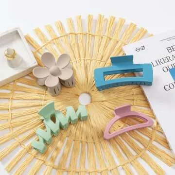 8PCS Hair Clips for Women, Flower Claw Clips for Thick Hair, Non-Slip Hair Accessories with Multi-Styles, Colorful Hair Claw Clips and Variety Pack, Ideal for Girls