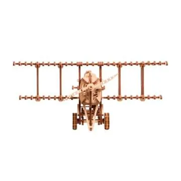 Wood Trick Bi-Plane Toy Kit, Wooden Toy Plane - Mechanical Model Plane Mini - 3D Wooden Puzzle, Asse...
