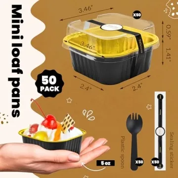 NPLUX 50 Pcs Mini Cake Pans with Lids & Spoons