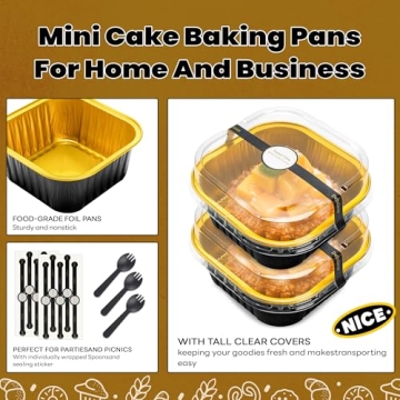NPLUX 50 Pcs Mini Cake Pans with Lids & Spoons