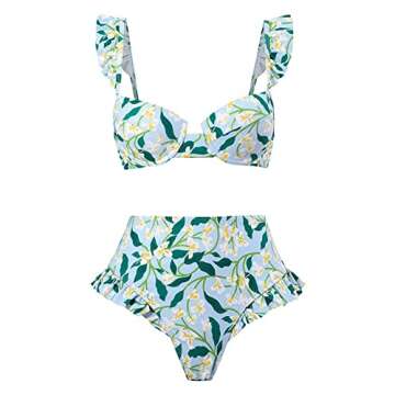 ABOCIW Bikini Sets for Women Two Piece Swimsuit Vintage Floral Print Spaghetti Strap Bikini High Wai...