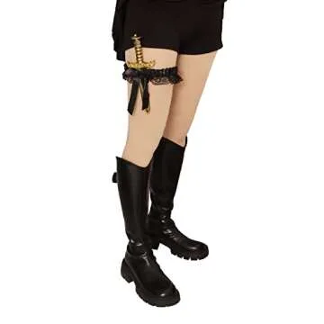 2 Pcs Bow Garter with Pirate Dagger for Halloween Chic