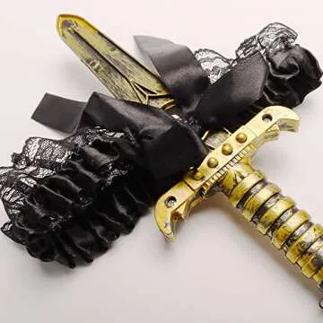 2 Pcs Bow Garter with Pirate Dagger for Halloween Chic