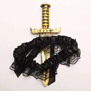 2 Pcs Bow Garter with Pirate Dagger for Halloween Chic