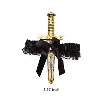 2 Pcs Bow Garter with Pirate Dagger for Halloween Chic