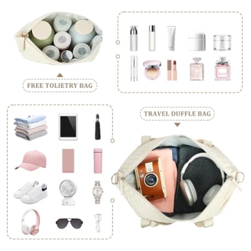 ETRONIK Travel Bag, Weekender Bags for Women, Personal Item Travel Bag with Wet Pocket, Duffel Bag for Travel with Shoes Compartment, 37L Hospital Bag for Labor and Delivery (Beige)