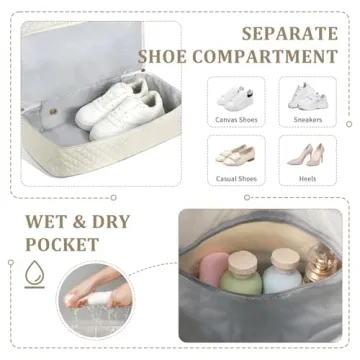 ETRONIK Travel Bag, Weekender Bags for Women, Personal Item Travel Bag with Wet Pocket, Duffel Bag for Travel with Shoes Compartment, 37L Hospital Bag for Labor and Delivery (Beige)