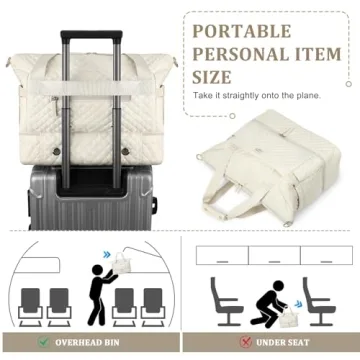 ETRONIK Travel Bag, Weekender Bags for Women, Personal Item Travel Bag with Wet Pocket, Duffel Bag for Travel with Shoes Compartment, 37L Hospital Bag for Labor and Delivery (Beige)