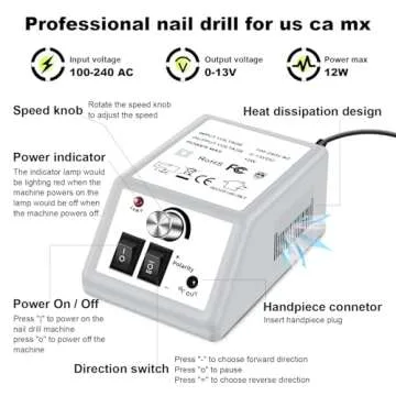 LAVAED Professional Electric Nail Drill Machine Nails File Electric Nail Drill Kit Low Noise Vibrati...