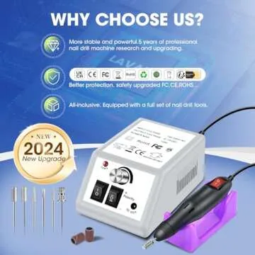 LAVAED Professional Electric Nail Drill Machine Nails File Electric Nail Drill Kit Low Noise Vibration with 156pcs Sanding Bands for Acrylic Nail Drill Gel Art Remover Polisher Manicure Pedicure