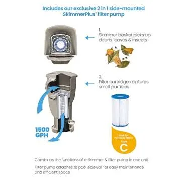 Funsicle 24'x12'x52" Oasis Designer Rectangular Frame Outdoor Above Ground Swimming Pool Set w/Accessories & Maintenance Kit, Brown Triple Basketweave