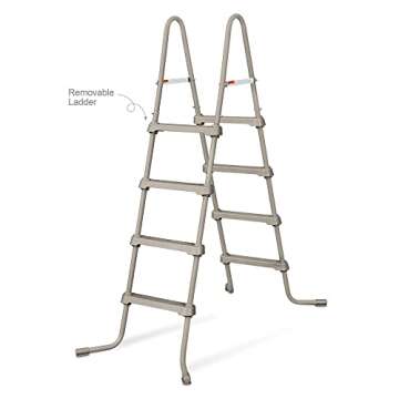 Funsicle 24'x12'x52" Oasis Designer Rectangular Frame Outdoor Above Ground Swimming Pool Set w/Accessories & Maintenance Kit, Brown Triple Basketweave