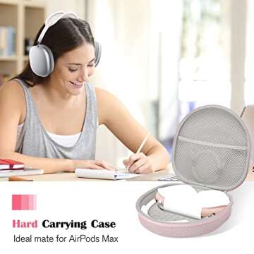 ProCase Hard Case for AirPods Max, Travel Carrying Headphone Case with Silicone Earpad Cover & Mesh ...