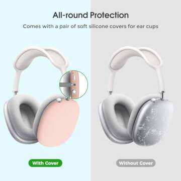 ProCase Hard Case for AirPods Max, Travel Carrying Headphone Case with Silicone Earpad Cover & Mesh Pocket, AirPods Max Protective Portable Storage Bag -Pink