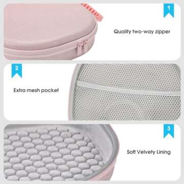 ProCase Hard Case for AirPods Max, Travel Carrying Headphone Case with Silicone Earpad Cover & Mesh Pocket, AirPods Max Protective Portable Storage Bag -Pink