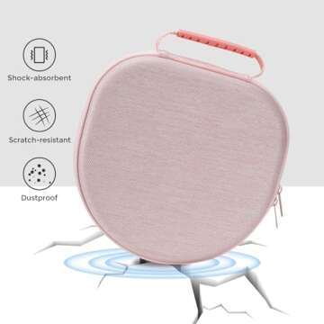 ProCase Hard Case for AirPods Max, Travel Carrying Headphone Case with Silicone Earpad Cover & Mesh Pocket, AirPods Max Protective Portable Storage Bag -Pink