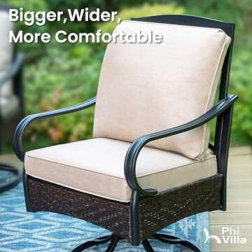 PHI VILLA Outdoor Patio Dining Table and Chairs Set with Umbrella, Heavy Duty 8 Piece Patio Dining Set for 6-6 Extra Large Patio Swivel Chairs, 1 Rectangular 60"x 38" Patio Metal Table & 1 Umbrella