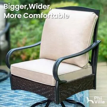 PHI VILLA Outdoor Patio Dining Table and Chairs Set with Umbrella, Heavy Duty 8 Piece Patio Dining Set for 6-6 Extra Large Patio Swivel Chairs, 1 Rectangular 60"x 38" Patio Metal Table & 1 Umbrella