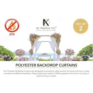 AK TRADING CO. 10 feet x 10 feet IFR Polyester Backdrop Drapes Curtains Panels with Rod Pockets - Wedding Ceremony Party Home Window Decorations - White