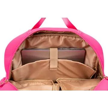 Sarah Wells Fiona Breast Pump Backpack - Neoprene, Machine Washable, Insulated Pockets, Pocket-In-Pocket System (Hot Pink)