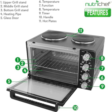 NutriChef 30 Quart Kitchen Oven & 2 Burner Cooker