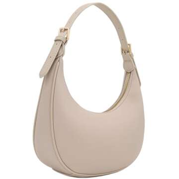 Elegant Crescent Shoulder Bag Underarm Purse (Sand)