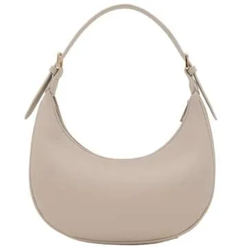 Elegant Crescent Shoulder Bag Underarm Purse (Sand)