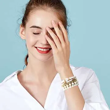 GOOJIDS Bohemian Stackable Clay Bead Bracelets Set