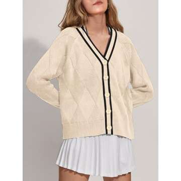 SuperPrity Cardigan Sweaters for Women Fashion 2024 Button Open Front Knit Oversized Cardigans Coat ...