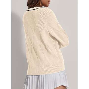 SuperPrity Cardigan Sweaters for Women Fashion 2024 Button Open Front Knit Oversized Cardigans Coat Fall Outfits Outwear Clothes-S,Apricot