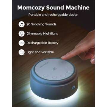 Momcozy Sound Machine for Baby | Portable White Noise Sound Machine for Sleep Rechargeable | 20 Slee...