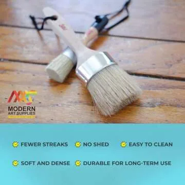 Chalk Paint Brush Set for Furniture – 5PC Natural Bristle, 3 Small and 2 Large Wax Brushes (2.5"), Perfect for Painting, Stenciling, and Waxing, Compatible with Chalk Paint and Furniture Wax