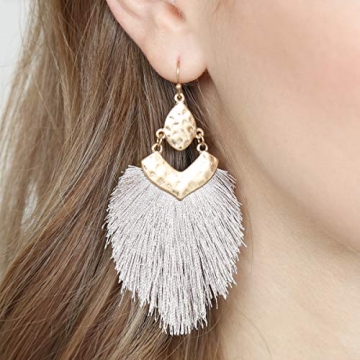 Bohemian Silky Thread Fringe Tassel Earrings - Lightweight Dangles