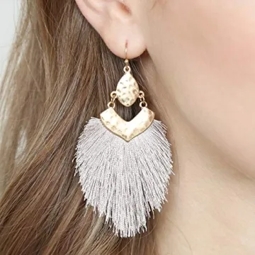 Bohemian Silky Thread Fringe Tassel Earrings - Lightweight Dangles
