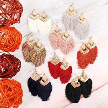 Bohemian Silky Thread Fringe Tassel Earrings - Lightweight Dangles