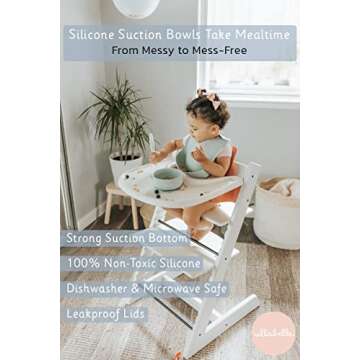 Ullabelle Toddler Plates & Bowls Complete Set w/Spoon - BPA Free 100% Food Grade Silicone - Microwav...