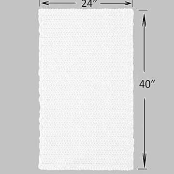 Madison Park Lasso 100% Cotton Chenille Chain Woven Bathroom Rug - White