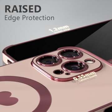 Rxuiael Magnetic Case for iPhone 12 Pro Max Case for Women Girls [Compatible with MagSafe] Soft Luxury Love iPhone 12 Pro Max Phone Case [Raised Bumper Shockproof ] 12 Pro Max Cove Pink