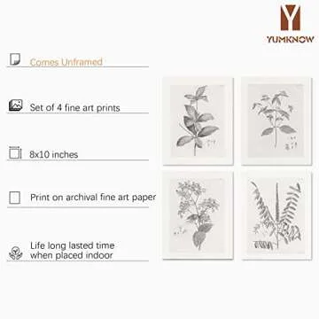 Farmhouse Wall Art Botanical Prints - Vintage Flower Boho Minimalist Floral Poster Decor for Bedroom...