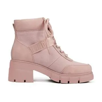 REDTOP Women's Combat Boots - Comfortable Stylish Ankle Boots in Pink